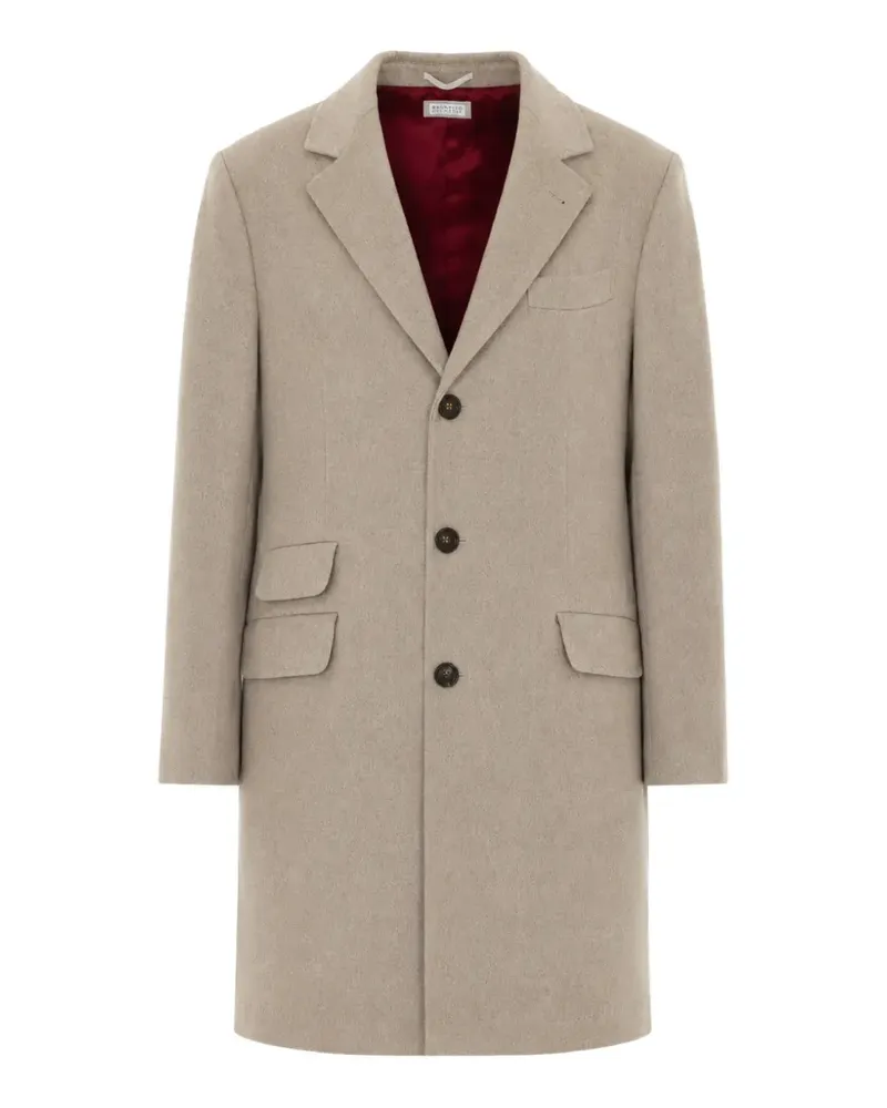 Brunello Cucinelli single-breasted notched-lapel coat - Nude Nude