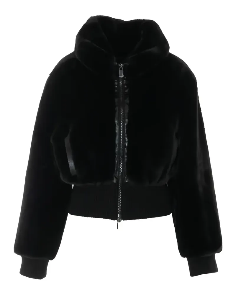 Pinko Bagels faux-fur ribbed-trim jacket - Schwarz Schwarz