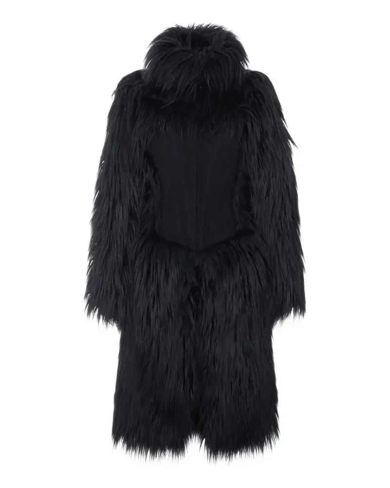 Elisabetta Franchi Mantel in Pelzoptik - Schwarz Schwarz