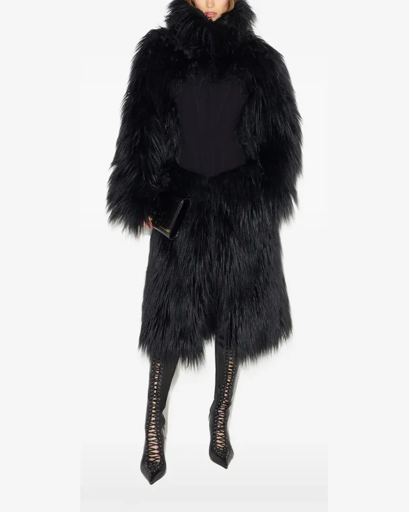 Elisabetta Franchi Mantel in Pelzoptik - Schwarz Schwarz