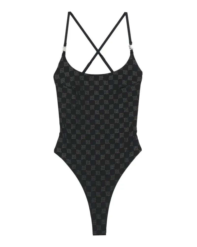 MISBHV monogram-print swimsuit - Schwarz Schwarz