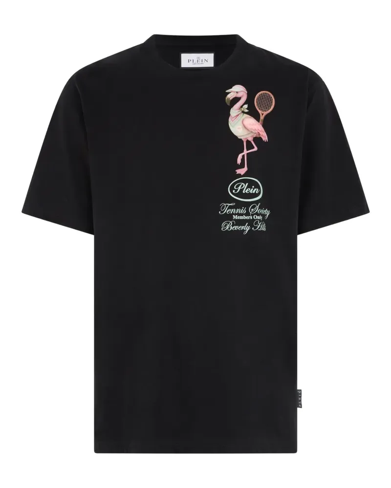 Philipp Plein T-Shirt mit Flamingo-Grafik - Schwarz Schwarz