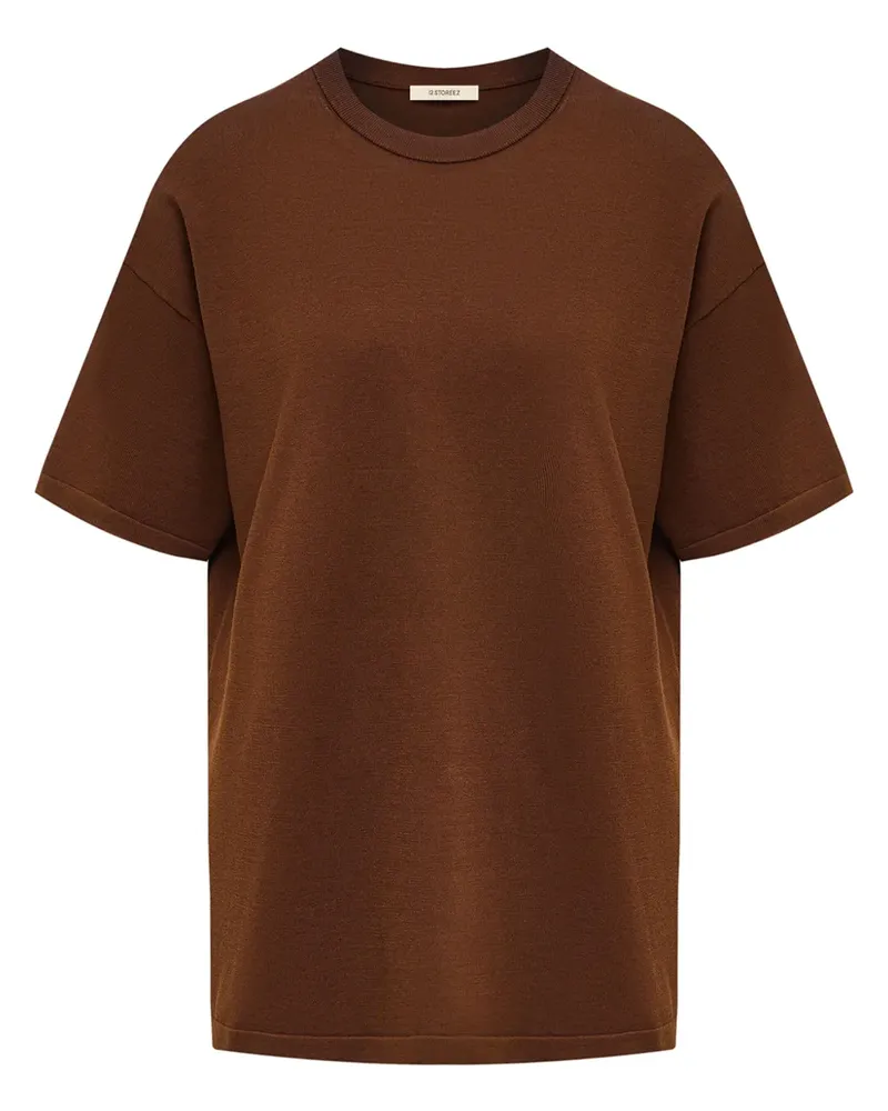 12 STOREEZ T-Shirt mit Rundhalsausschnitt - Braun Braun