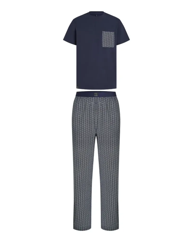 Karl Lagerfeld Langer Ikon Pyjama - Blau Blau