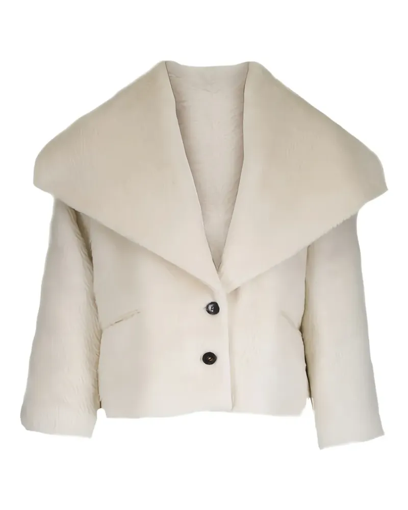 Kiton oversized collar button coat - Weiß Weiß