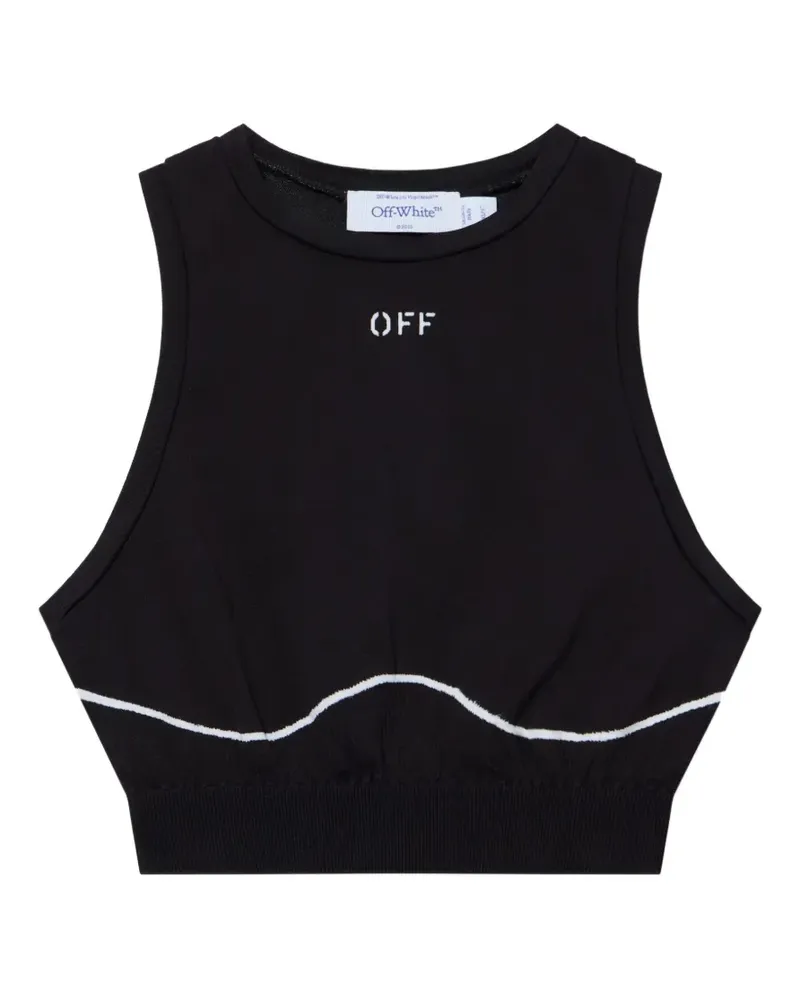 OFF-WHITE Nahtloses Sportoberteil mit Logo - Schwarz Schwarz