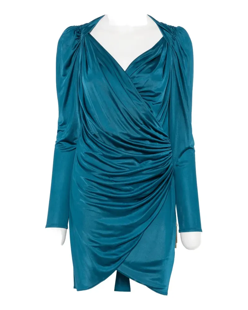 Balmain ruched-detailing wrap mini dress - Blau Blau