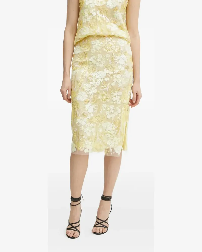 Ermanno Scervino floral-embroidered sequin skirt - Gelb Gelb