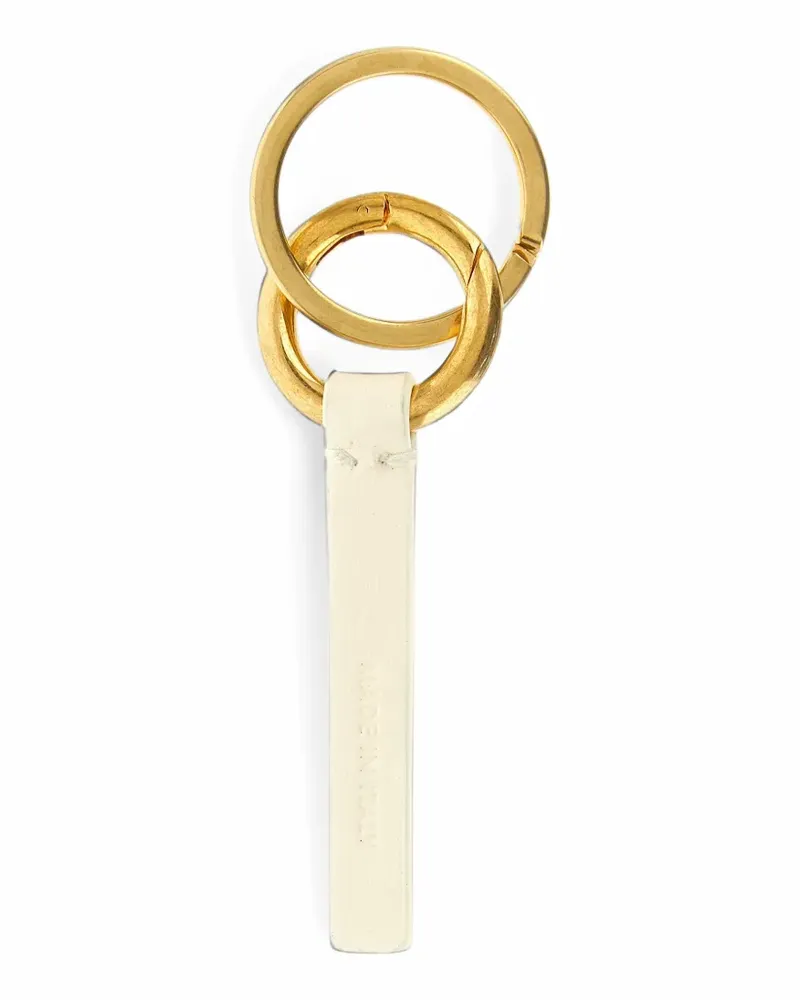 Jil Sander logo-stamp leather keyring - Weiß Weiß