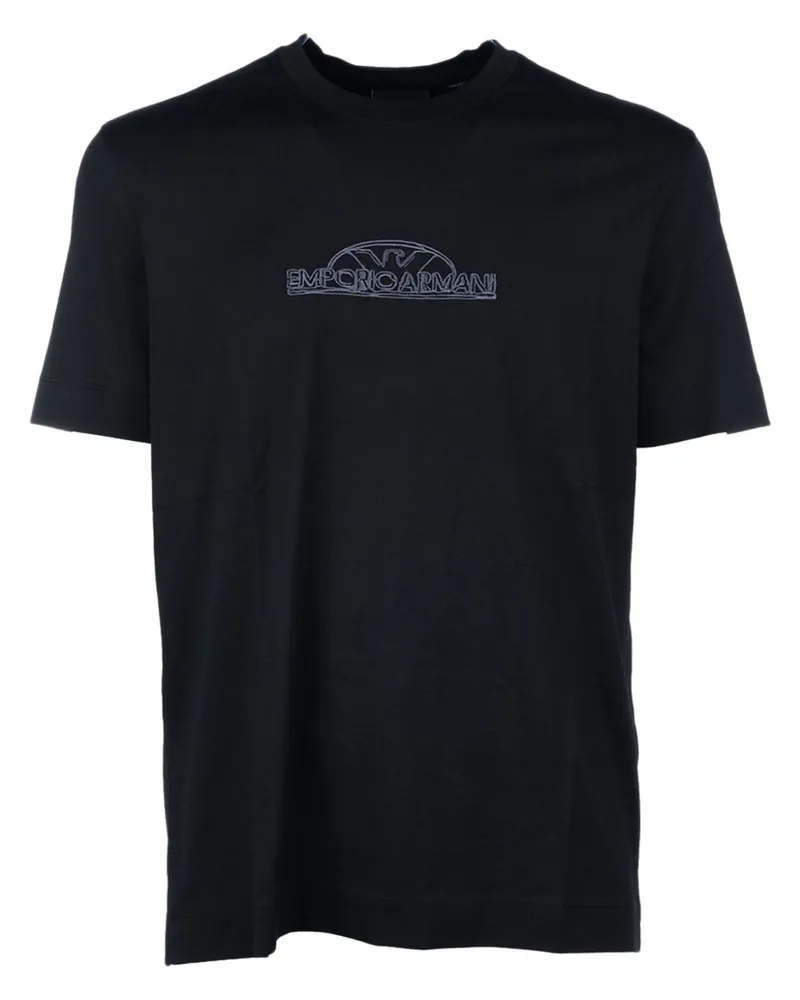 Emporio Armani T-Shirt mit Logo-Stickerei - Schwarz Schwarz
