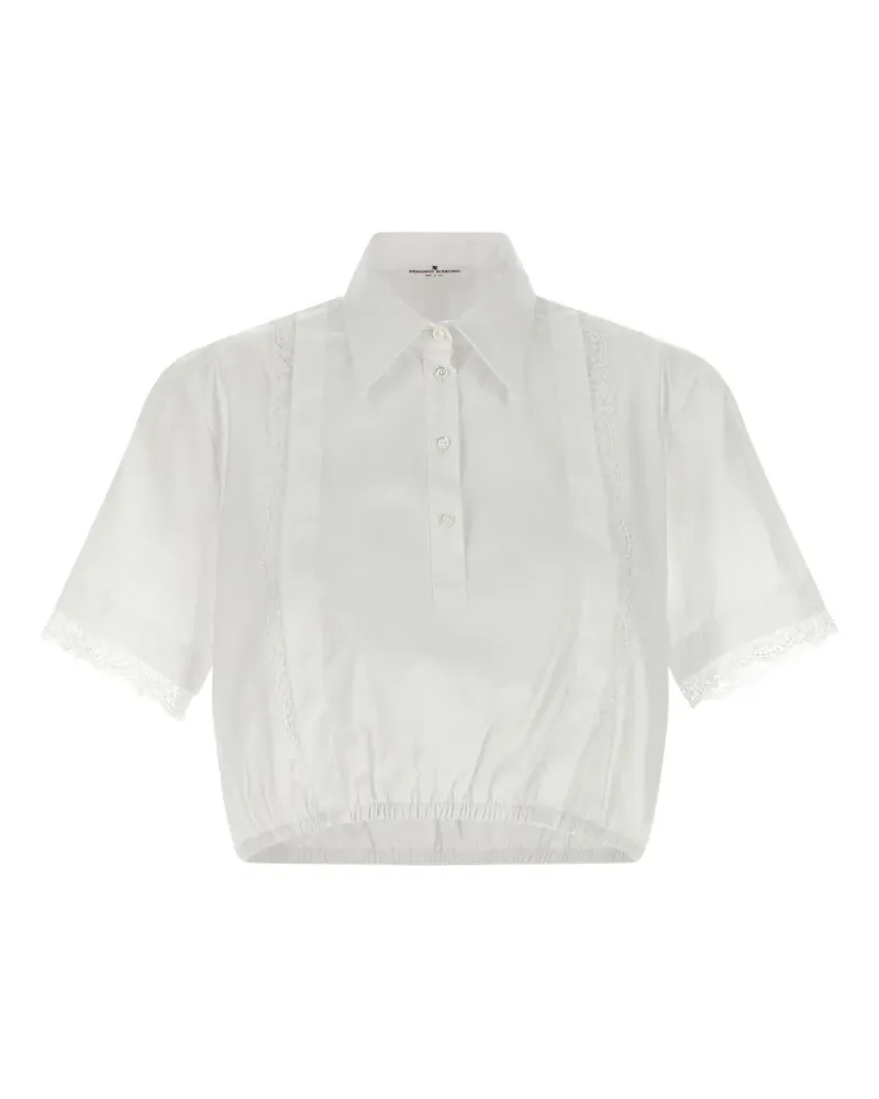 Ermanno Scervino lace-insert cropped shirt - Weiß Weiß