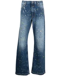 OFF-WHITE Gerade Jeans mit Farbklecks-Print Blau