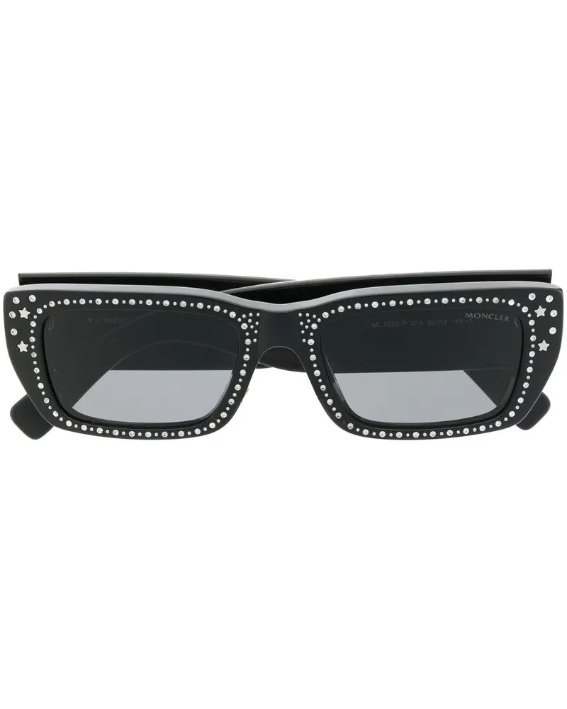 Moncler x Palm Angels eckige Sonnenbrille - Schwarz Schwarz
