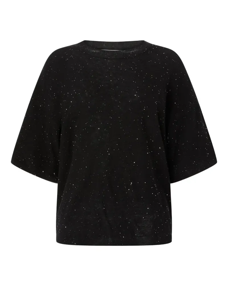Genny Kurzärmeliges Oberteil mit Glitter-Detail - Schwarz Schwarz