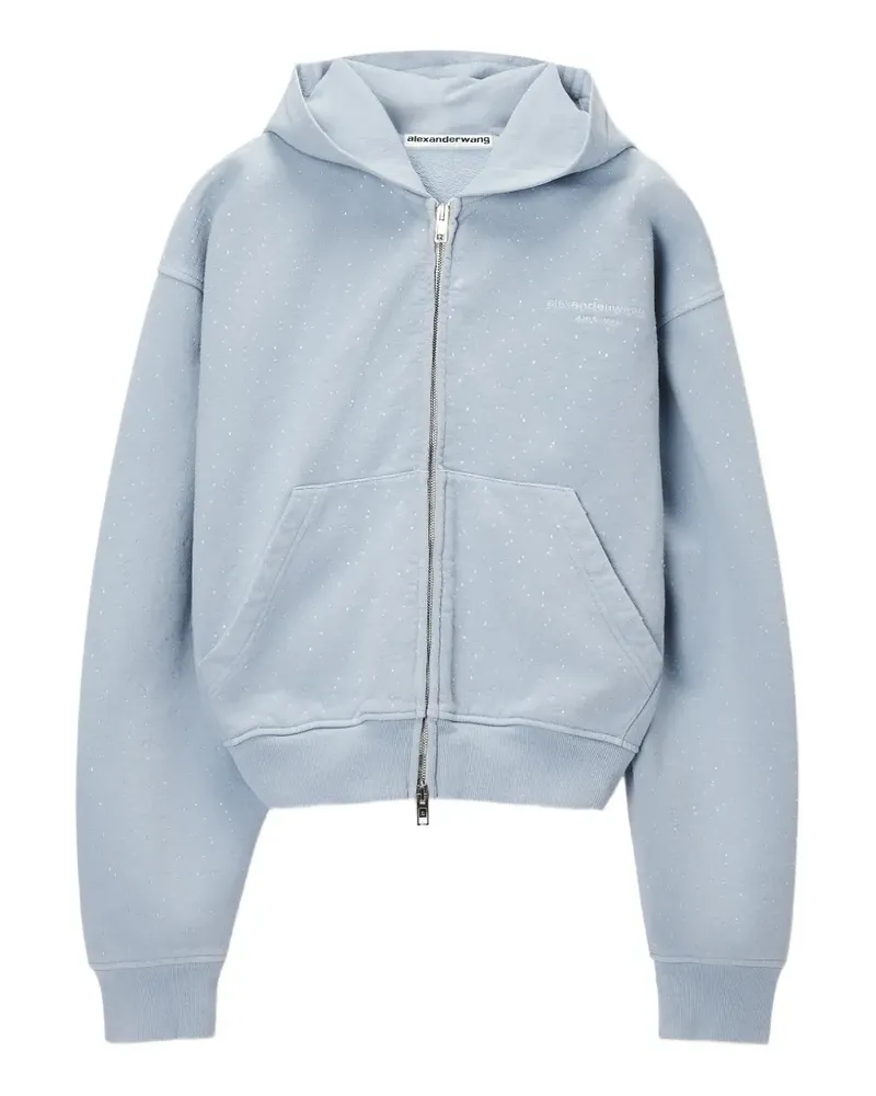 Alexander Wang crystal-embellished zip-up hoodie - Blau Blau