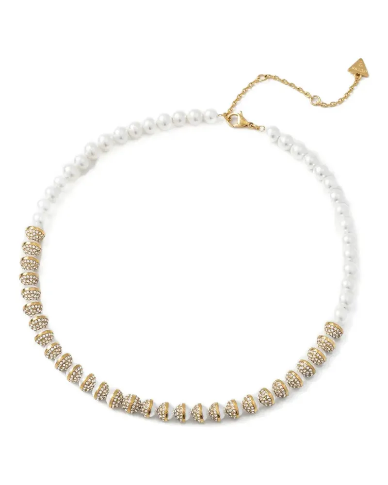 Guess embellished-pearl necklace - Weiß Weiß