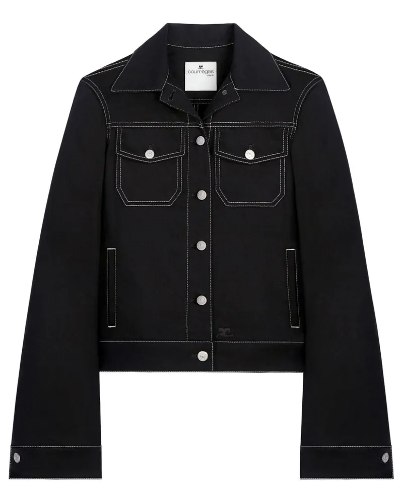 Courrèges Jeansjacke mit Ziernähten - Schwarz Schwarz