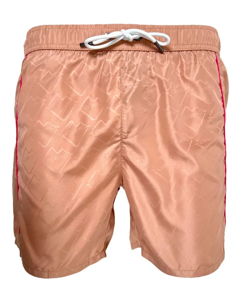 Iceberg Gestreifte Badeshorts mit Logo-Muster - Rosa Rosa