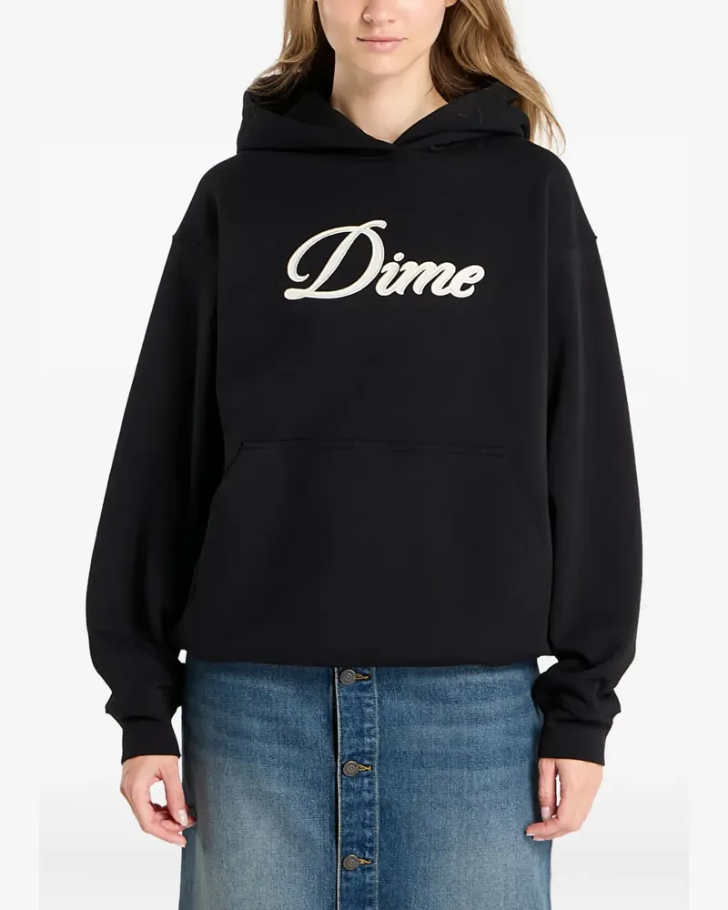 Dime Hoodie mit kursivem Logo - Schwarz Schwarz