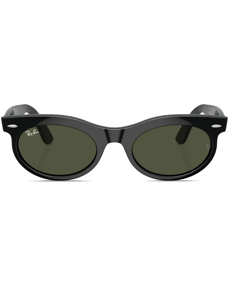 Ray Ban Wayfarer Sonnenbrille mit ovalem Gestell - Schwarz Schwarz