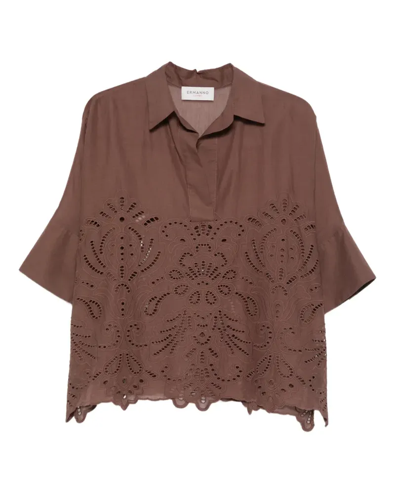 Ermanno Scervino broderie-anglaise top - Braun Braun