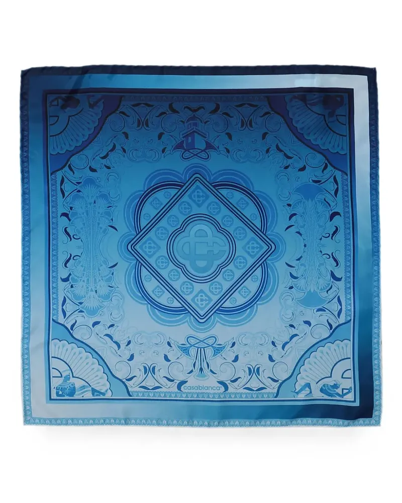 Casablanca Paris Egyptian Rug silk-satin scarf - Blau Blau