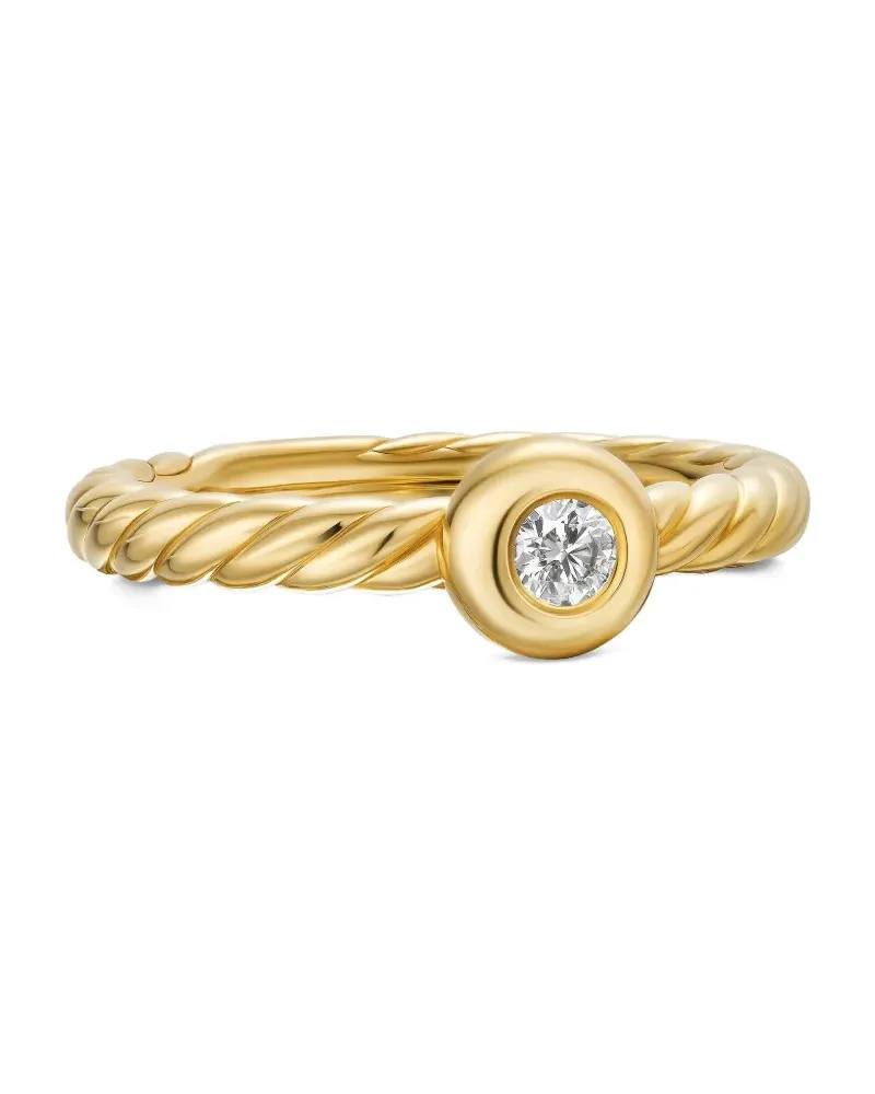 David Yurman 18kt Petite Cable Gelbgoldring mit Diamant 2,8mm Gold