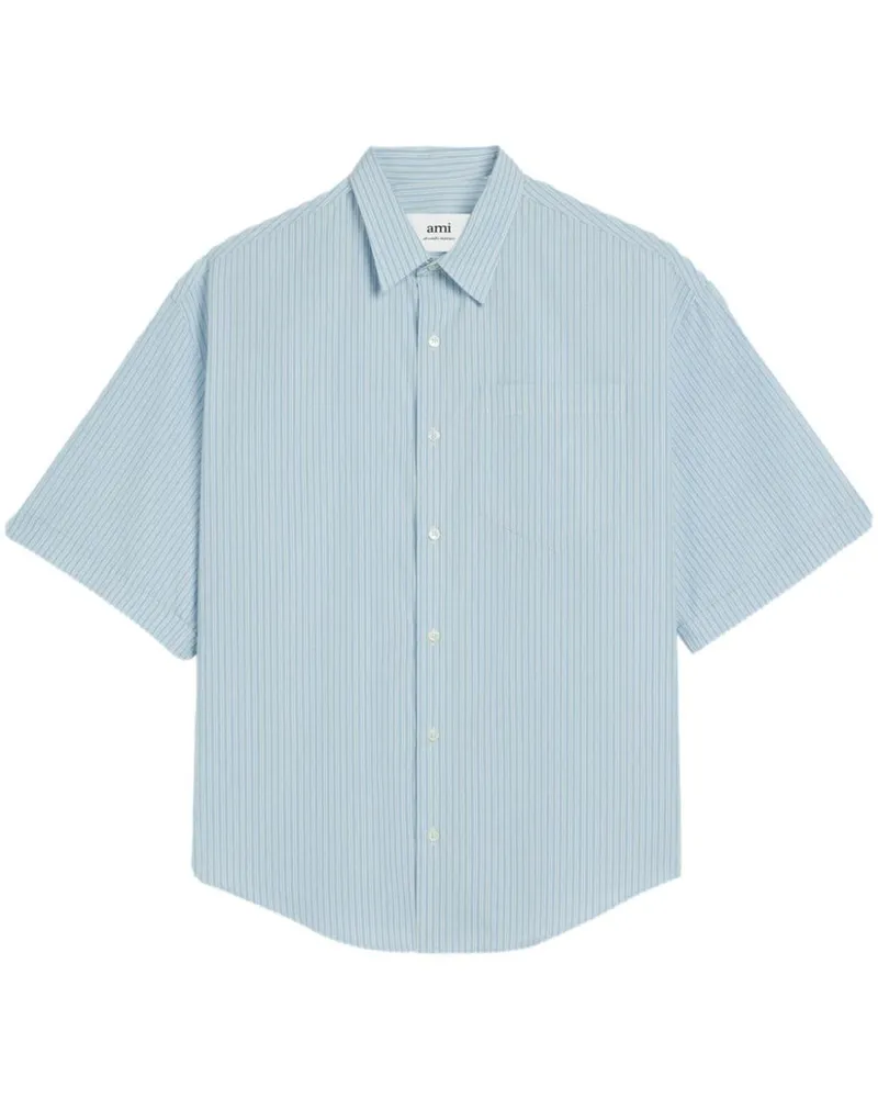 AMI Paris Hemd mit Ami de Coeur-Stickerei - Blau Blau