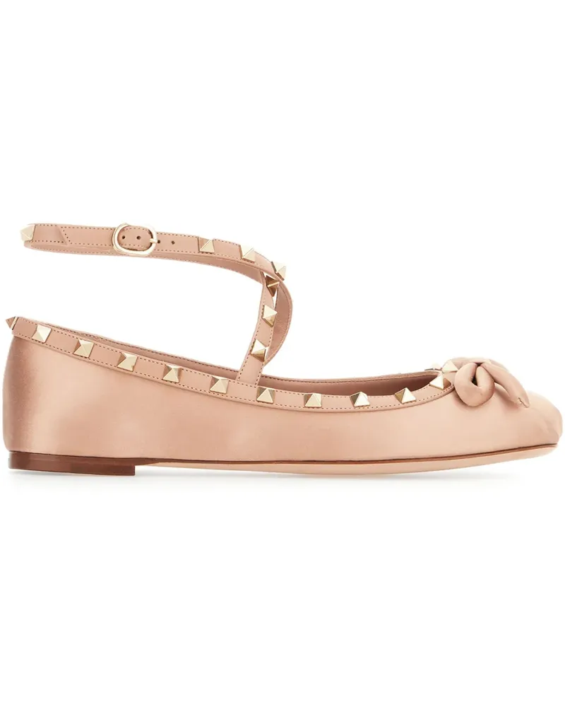Valentino Garavani Rockstud Ballerinas aus Satin - Rosa Rosa