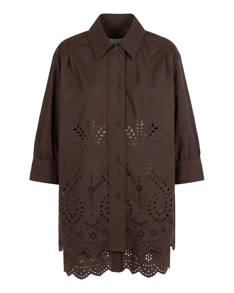 MEIMEIJ broderie-anglaise scalloped-hem shirt - Braun Braun