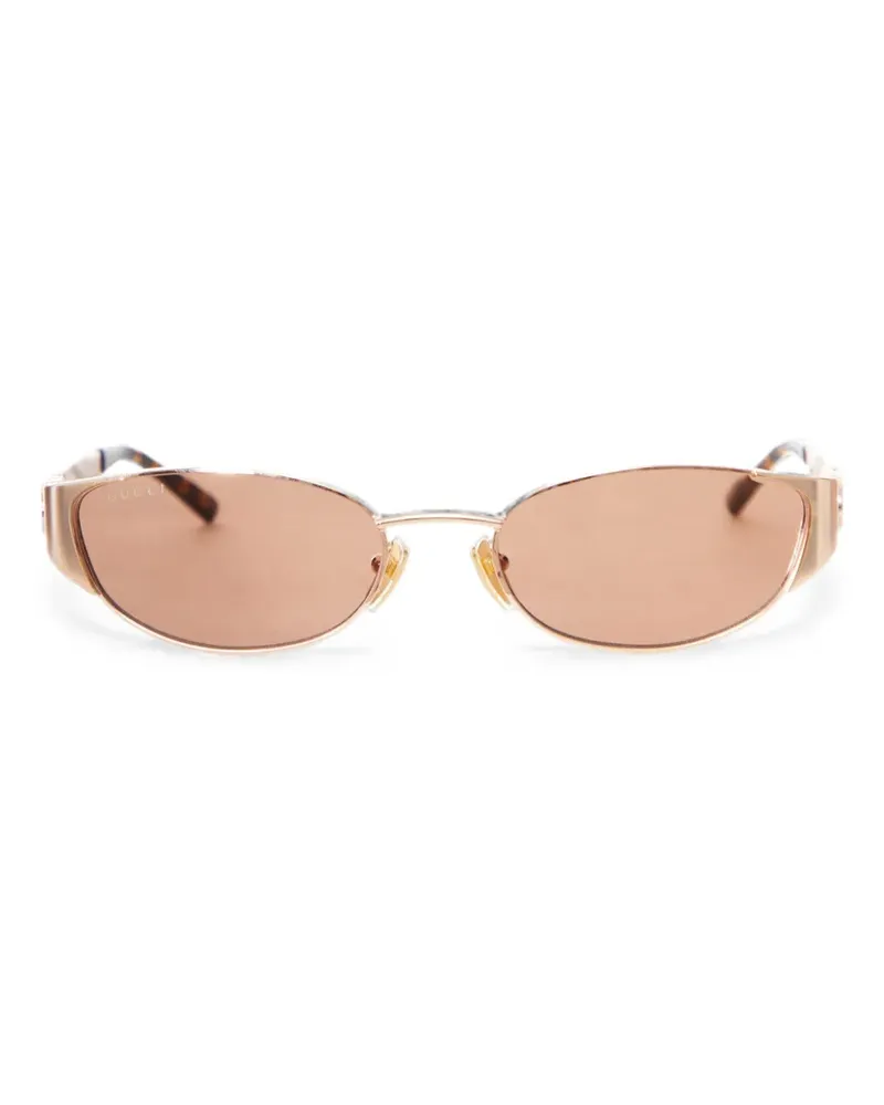 Gucci Sonnenbrille mit ovalem Gestell - Gold Gold