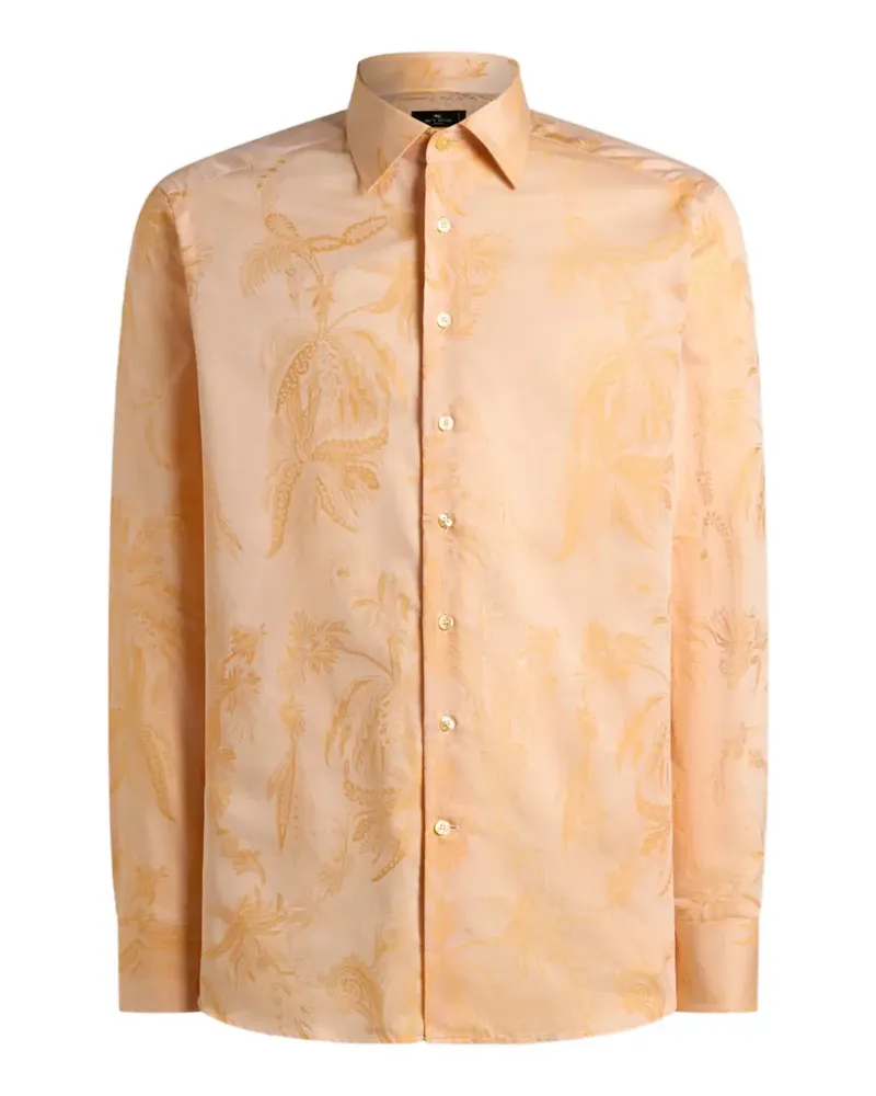 Etro cotton jacquard shirt with parrot and palm tree motif - Orange Orange