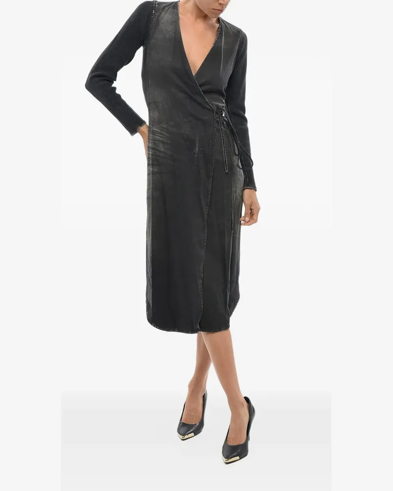 Diesel De-ola Midi-Wickelkleid aus Denim - Schwarz Schwarz