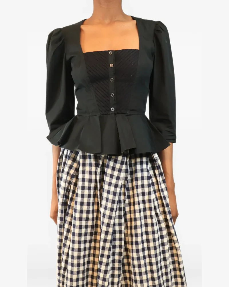 Temperley London Bluse mit Schößchen - Schwarz Schwarz