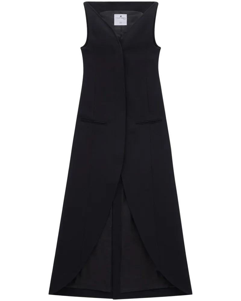 Courrèges Ellipse Maxikleid aus Krepp - Schwarz Schwarz