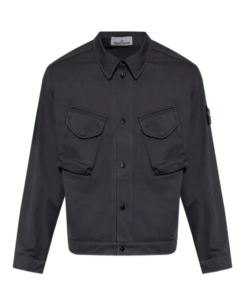 Stone Island logo-patch button-up jacket - Grau Grau