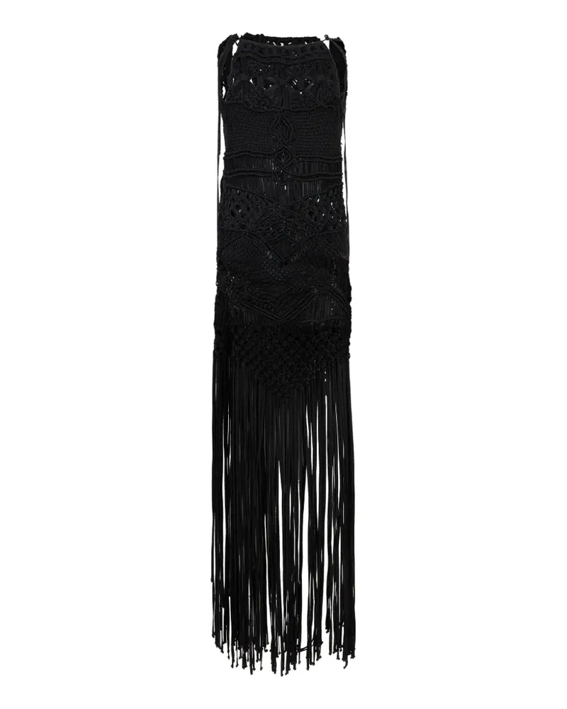 Alberta Ferretti Kleid mit Fransen - Schwarz Schwarz