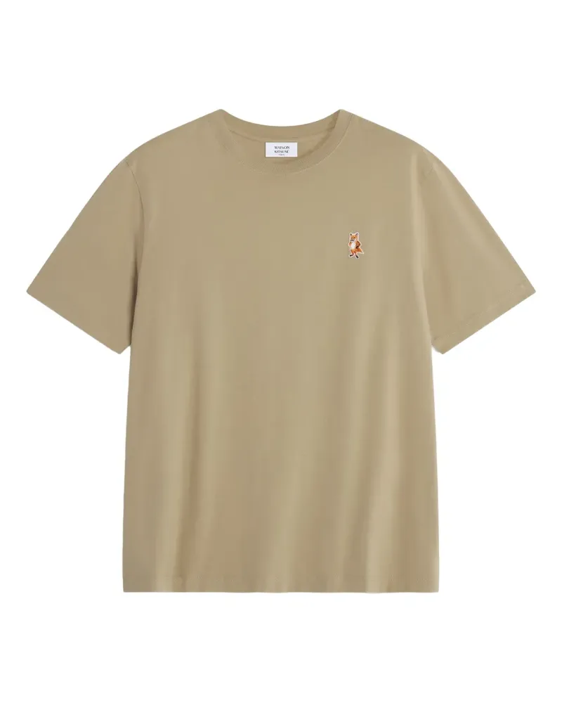 Kitsuné T-Shirt mit aufgesticktem Fuchs - Nude Nude