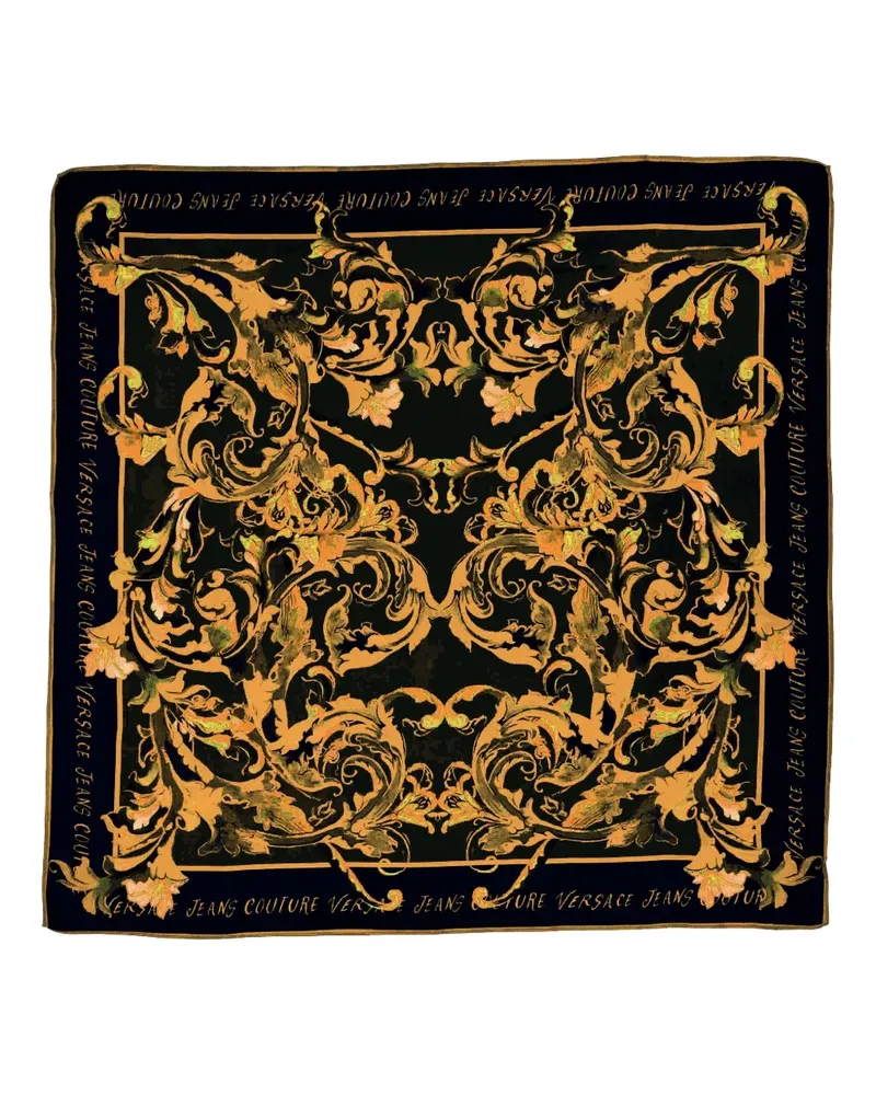 Versace Jeans Seidenschal mit Barock-Print - Schwarz Schwarz