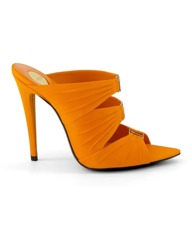 Saint Laurent EMILIE satin crepe mules - Orange Orange