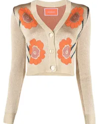 La DoubleJ Cropped-Cardigan mit Jacquardmuster Gold