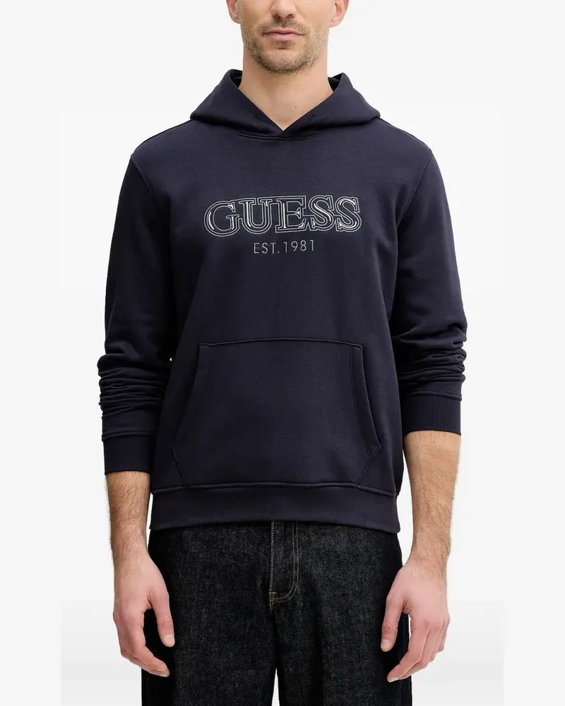 Guess logo-embroidered hoodie - Blau Blau