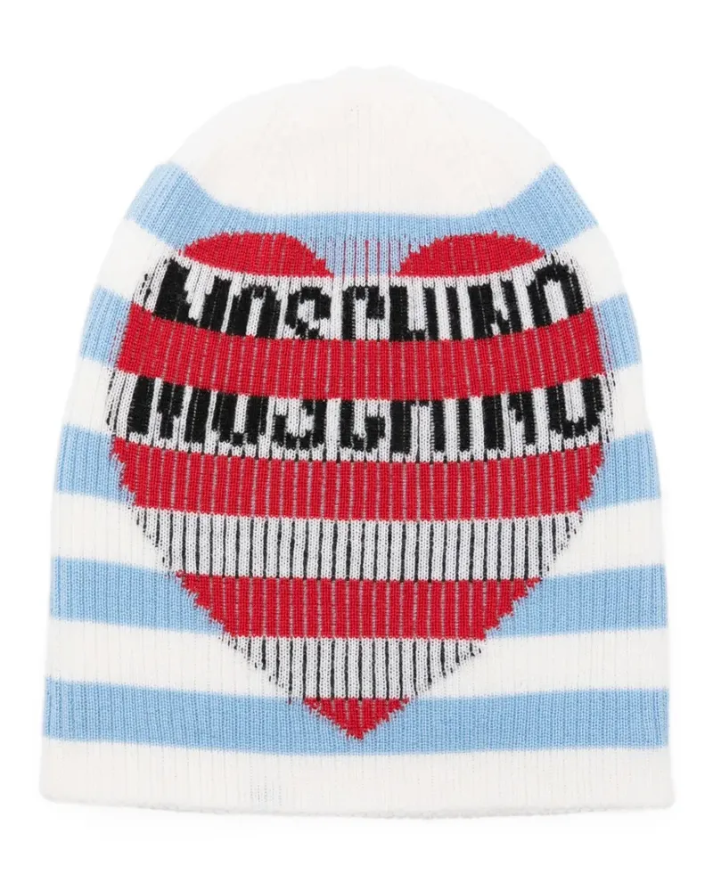 Moschino striped heart beanie - Weiß Weiß