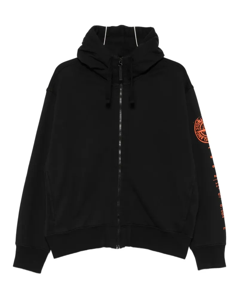 Stone Island logo-print zip-up hoodie - Schwarz Schwarz