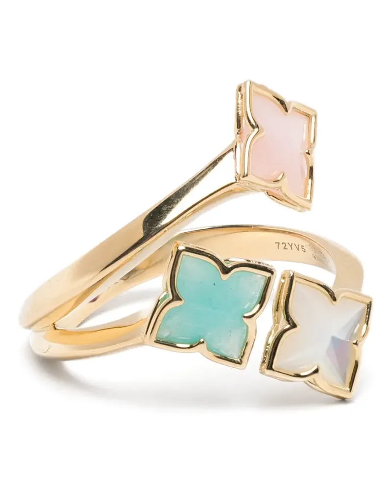 Roberto Coin Perlmutt- und Türkis-Ring mit Blumenmotiv - Gold Gold