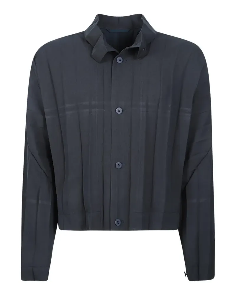 Issey Miyake pleated button-up jacket - Blau Blau