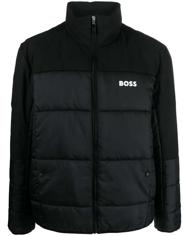 HUGO BOSS Gefütterte Jacke mit Logo-Print - Schwarz Schwarz