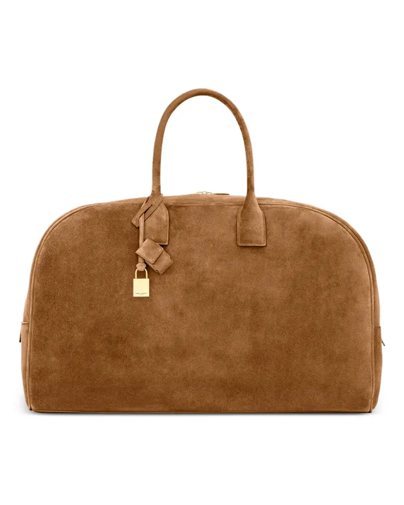 Saint Laurent large suede bowling duffle bag - Braun Braun