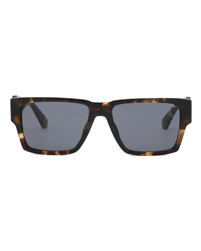 Philipp Plein Eckige Sonnenbrille in Schildpattoptik - Braun Braun