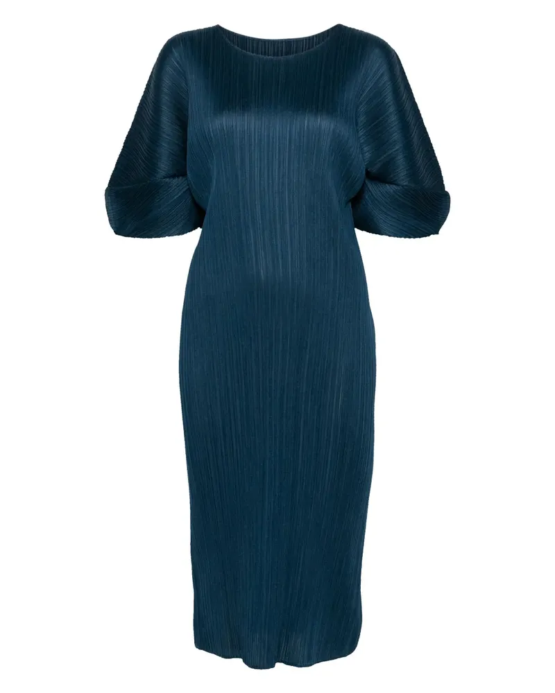 Issey Miyake Plissiertes Midikleid - Blau Blau